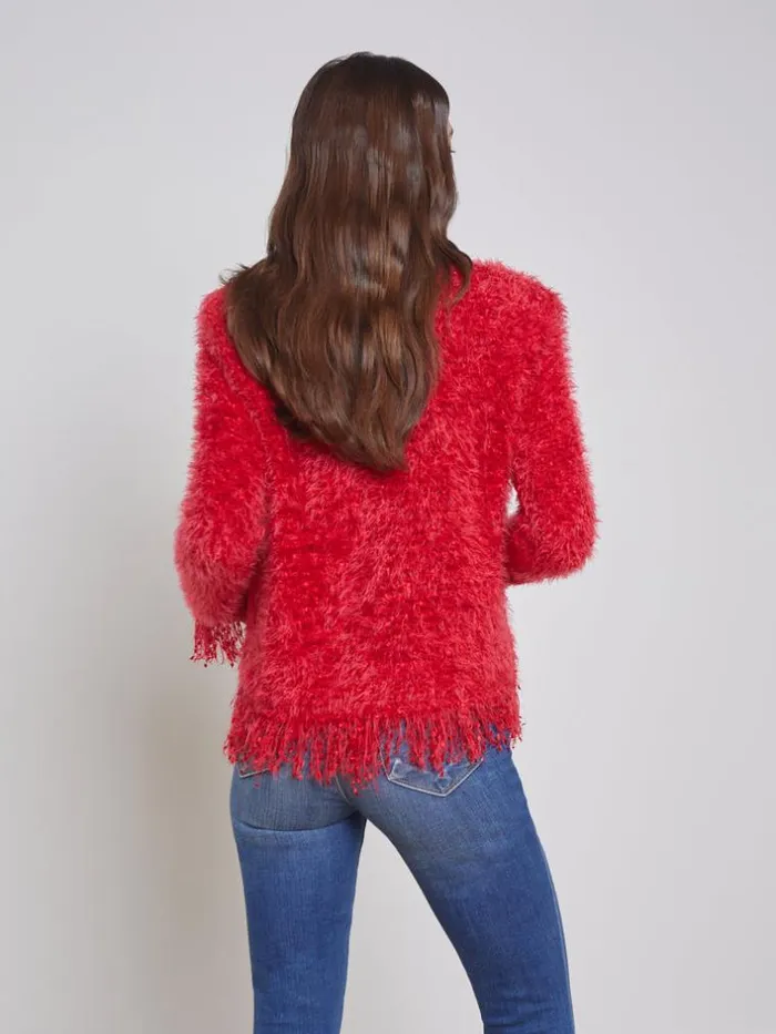 L039Agence Blazers and Jackets Women Azure Fringe Cardigan Blazer Red