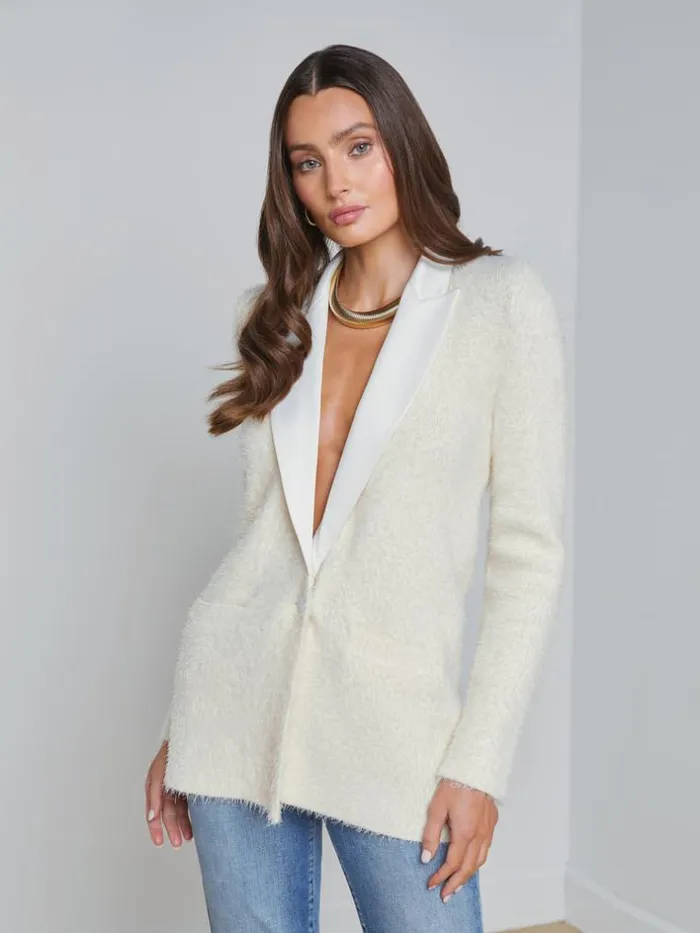 L039Agence Blazers and Jackets Women Baileigh Textured Knit Blazer Ivory
