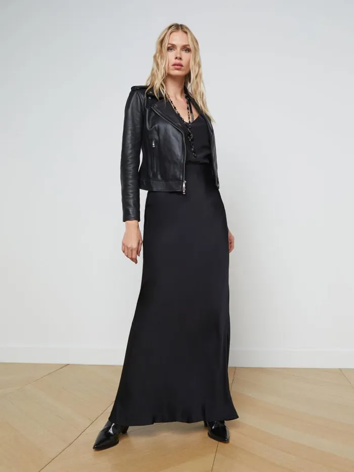 L039Agence Blazers and Jackets Women Biker Leather Jacket Black