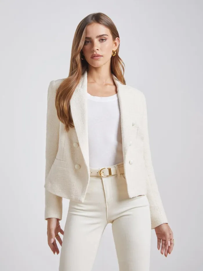 L039Agence Blazers and Jackets Women Brooke OpenFront Blazer Ecru