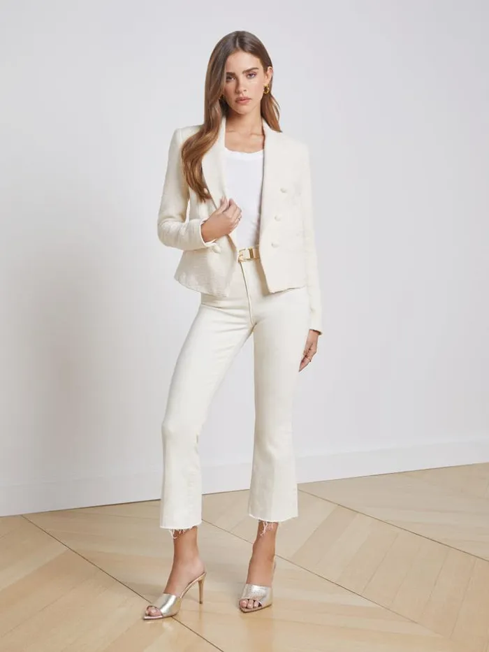 L039Agence Blazers and Jackets Women Brooke OpenFront Blazer Ecru