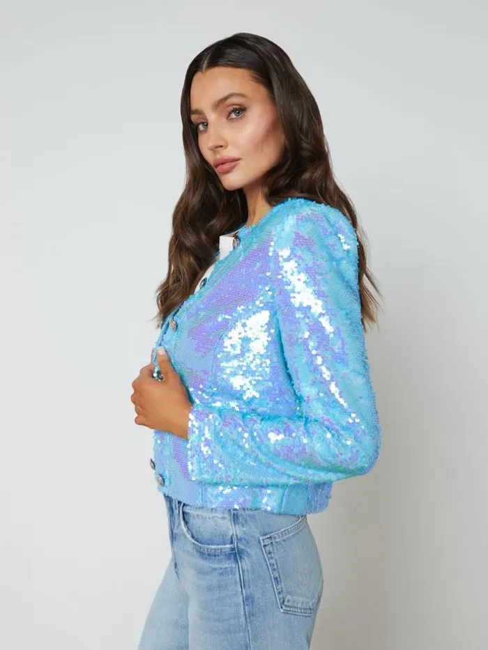 L039Agence Blazers and Jackets Women Cerise Sequin Jacket Cloud Blue