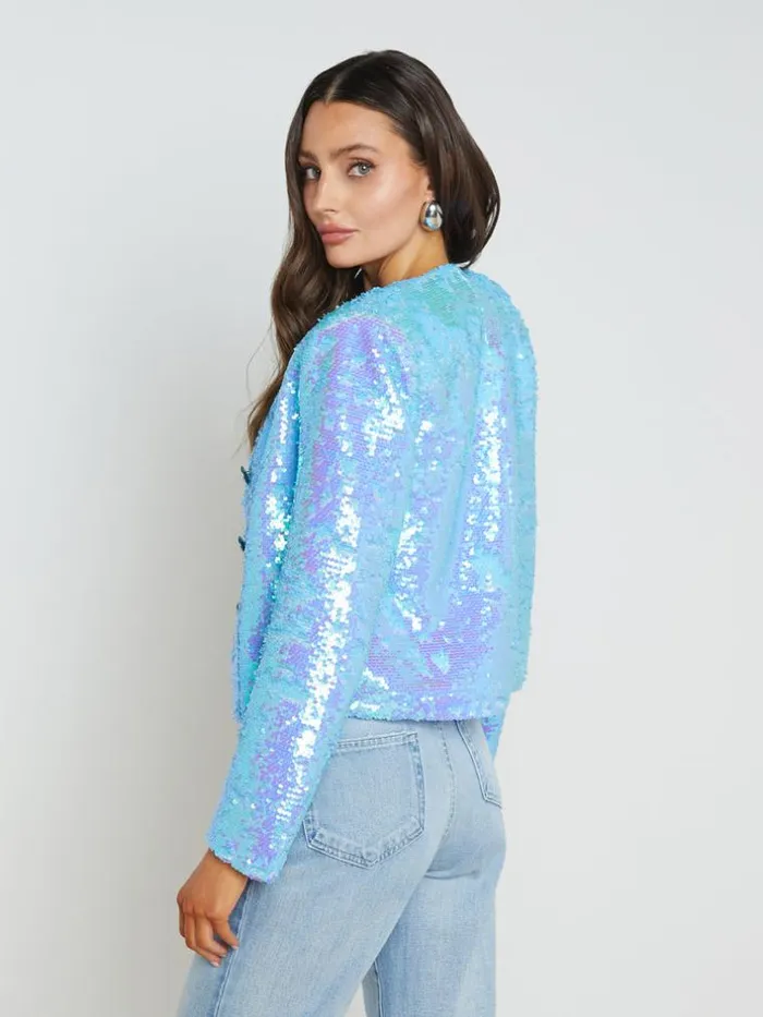 L039Agence Blazers and Jackets Women Cerise Sequin Jacket Cloud Blue