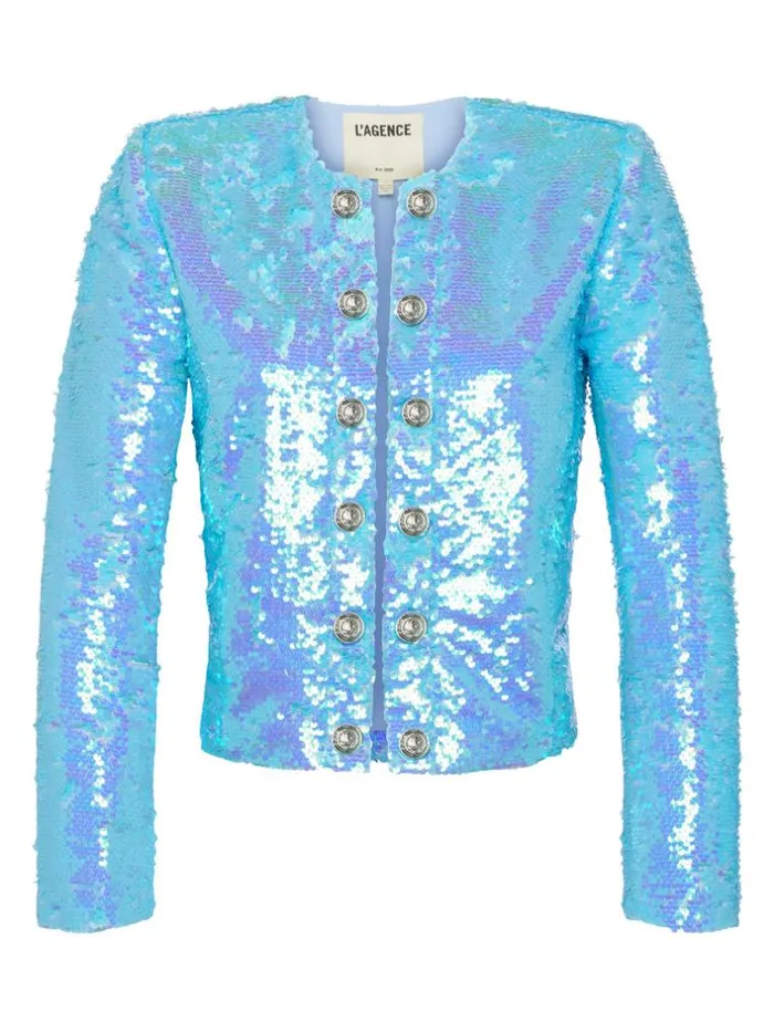 L039Agence Blazers and Jackets Women Cerise Sequin Jacket Cloud Blue