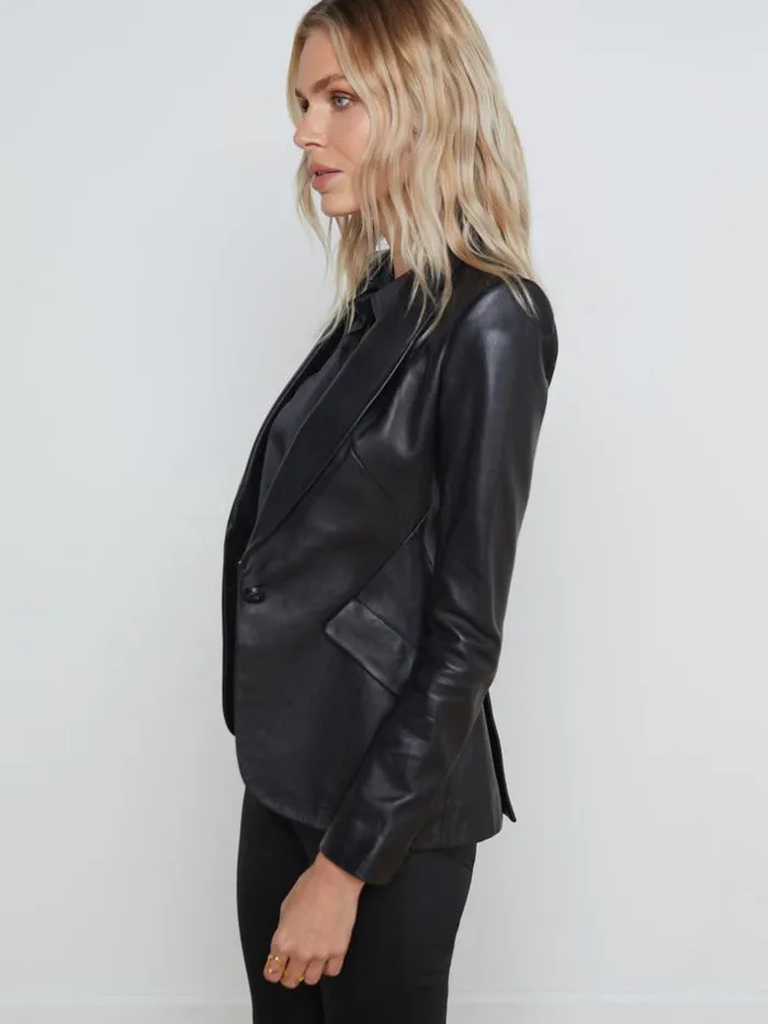 L039Agence Blazers and Jackets Women Chamberlain Leather Blazer Black