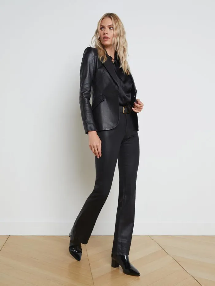 L039Agence Blazers and Jackets Women Chamberlain Leather Blazer Black