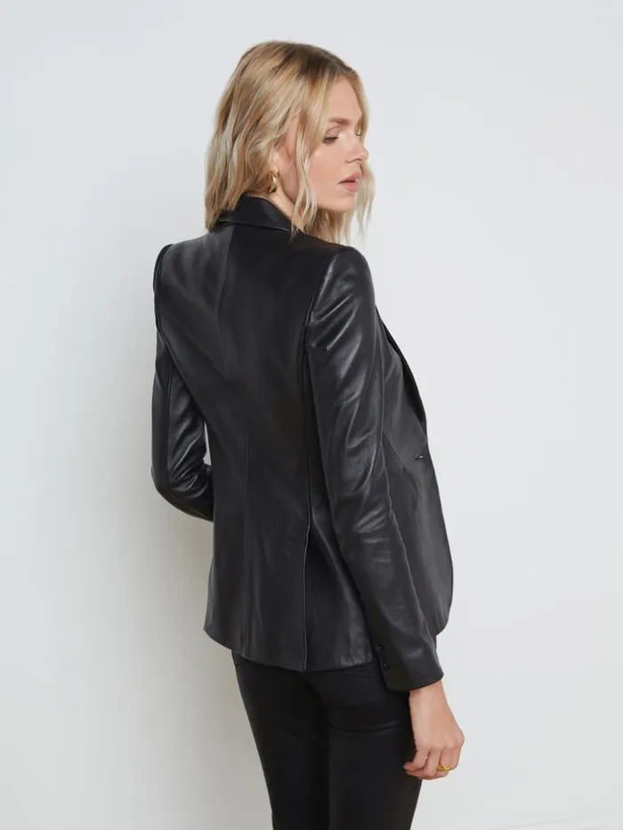 L039Agence Blazers and Jackets Women Chamberlain Leather Blazer Black