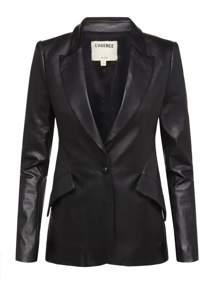 L039Agence Blazers and Jackets Women Chamberlain Leather Blazer Black