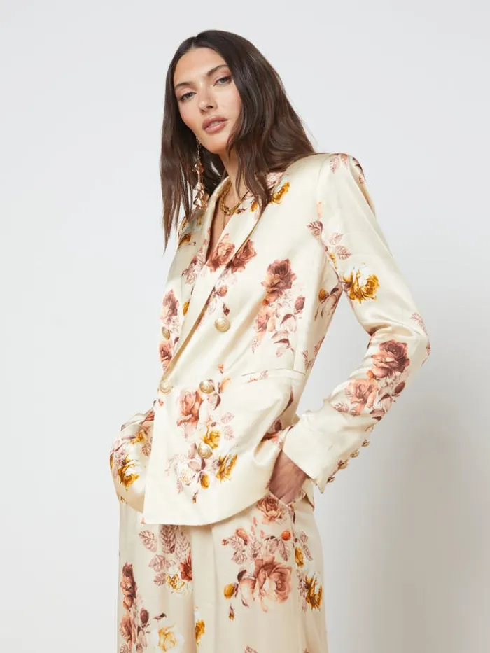 L039Agence Blazers and Jackets Women Colin Blazer Buff Multi Tonal Rose Floral