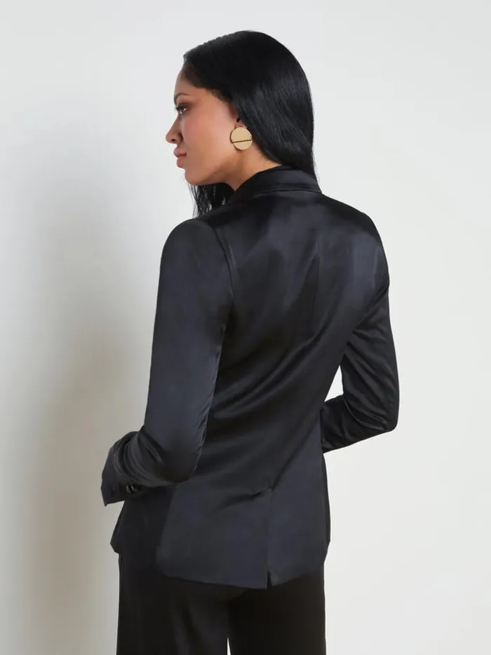 L039Agence Blazers and Jackets Women Colin Silk Charmeuse Blazer Black