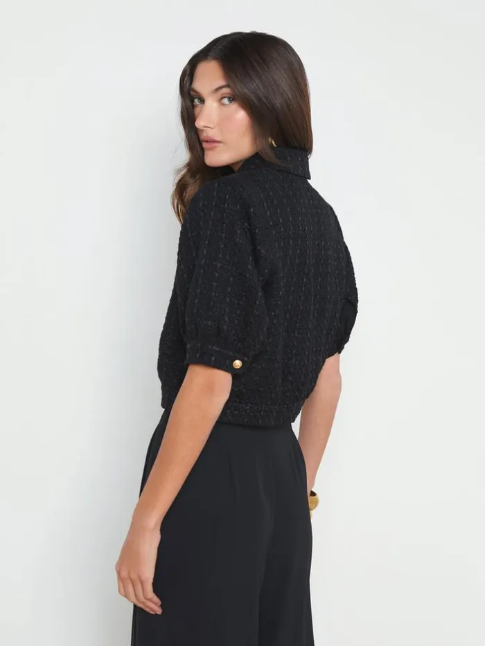 L039Agence Blazers and Jackets Women Cove Cropped Tweed Jacket Black