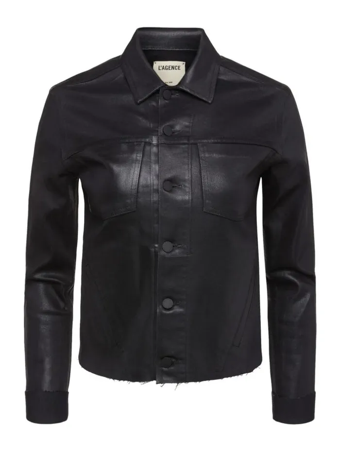 L039Agence Blazers and Jackets Women Janelle Coated Jacket Saturated Black Coated