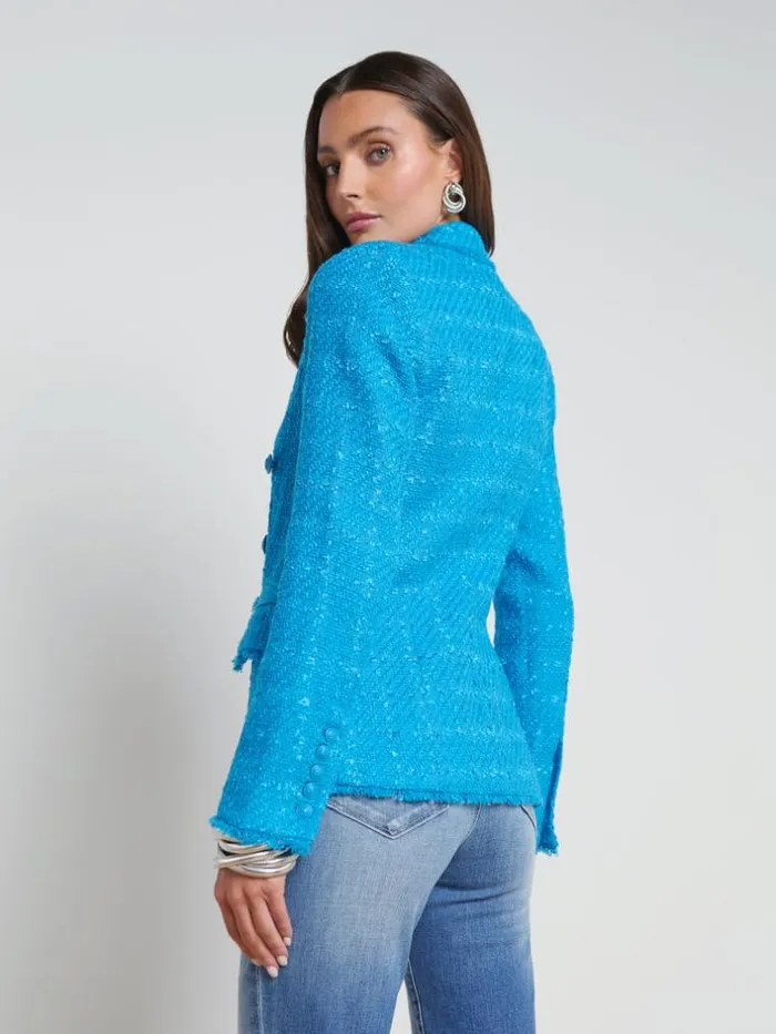 L039Agence Blazers and Jackets Women Kenzie Fringe Blazer Caribbean Blue