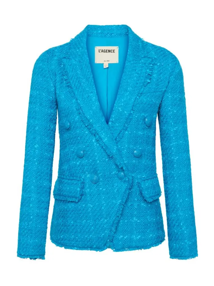 L039Agence Blazers and Jackets Women Kenzie Fringe Blazer Caribbean Blue