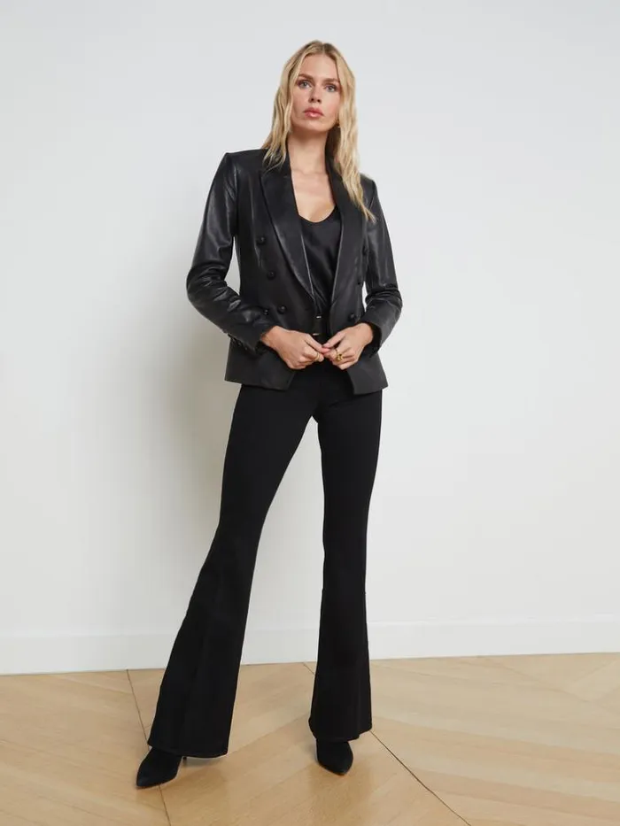 L039Agence Blazers and Jackets Women Kenzie Leather Blazer Blackblack