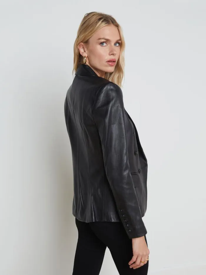 L039Agence Blazers and Jackets Women Kenzie Leather Blazer Blackblack