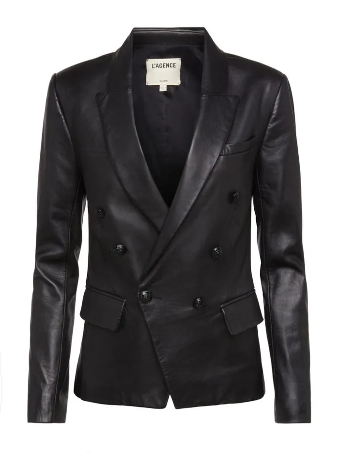 L039Agence Blazers and Jackets Women Kenzie Leather Blazer Blackblack