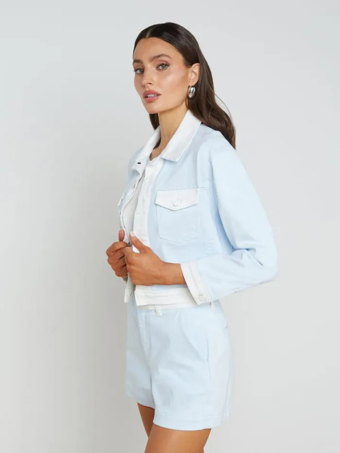 L039Agence Blazers and Jackets Women Koda Contrast Denim Jacket Ice Waterwhite