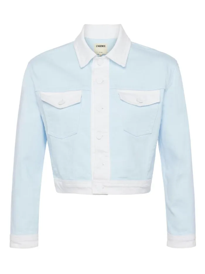 L039Agence Blazers and Jackets Women Koda Contrast Denim Jacket Ice Waterwhite