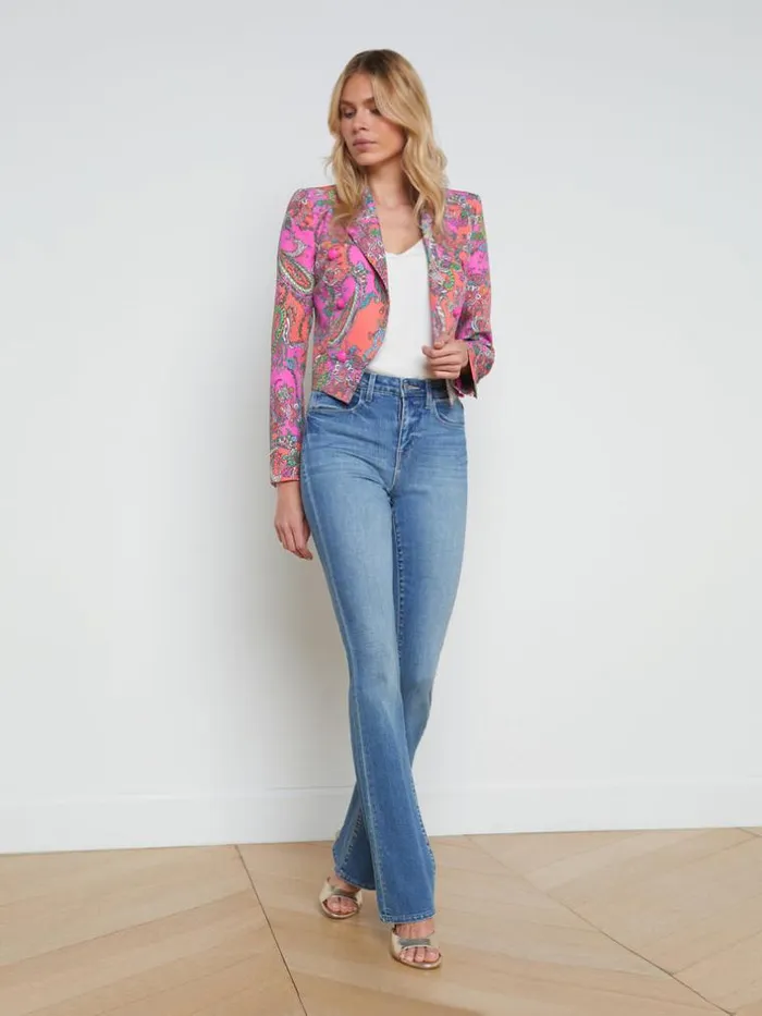 L039Agence Blazers and Jackets Women Lila OpenFront Blazer Rhodamine Multi Bright Pop Paisley