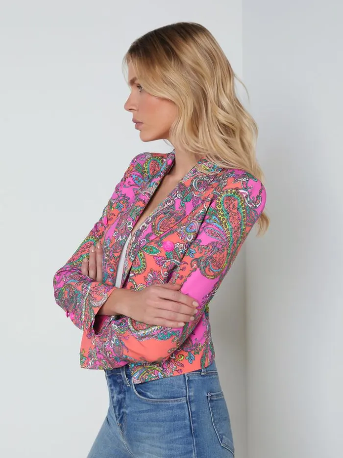 L039Agence Blazers and Jackets Women Lila OpenFront Blazer Rhodamine Multi Bright Pop Paisley