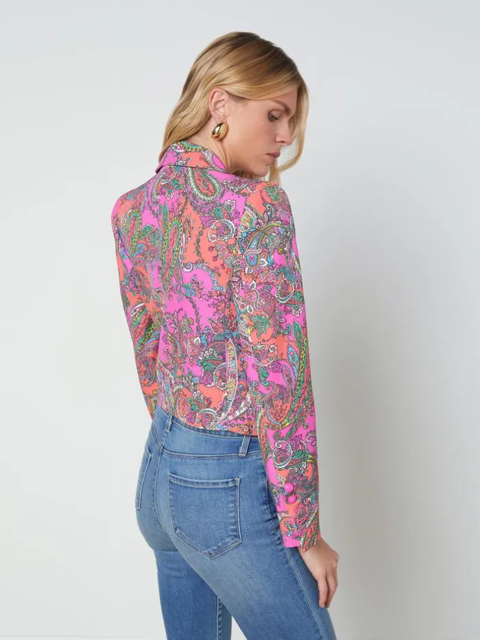L039Agence Blazers and Jackets Women Lila OpenFront Blazer Rhodamine Multi Bright Pop Paisley