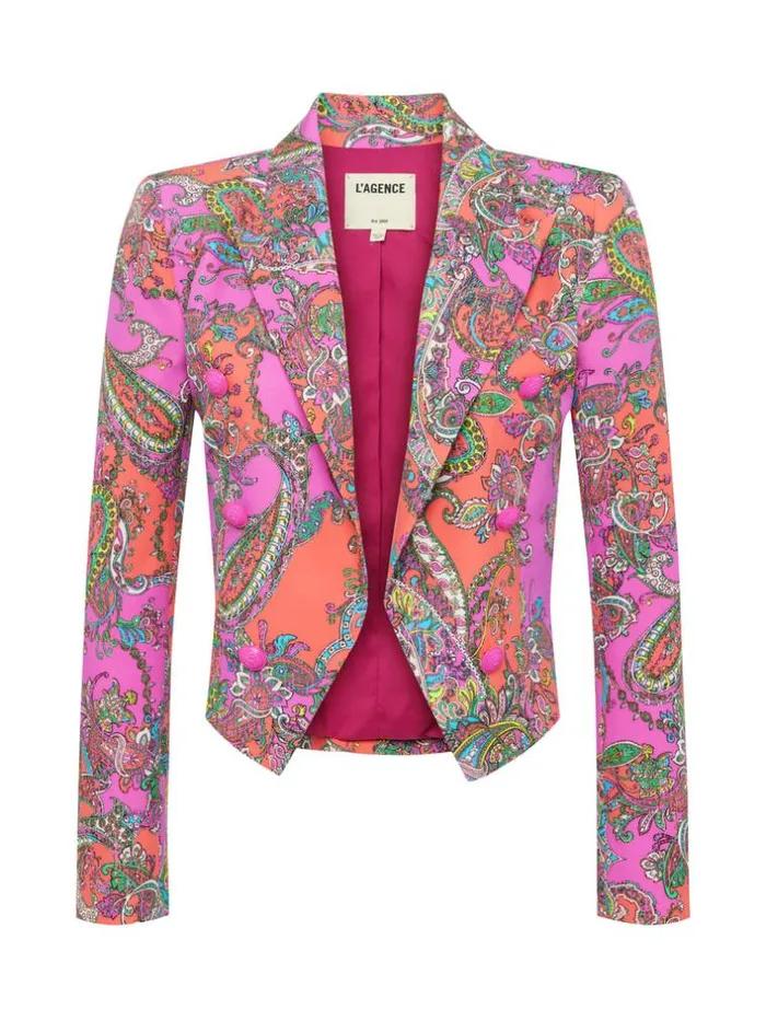 L039Agence Blazers and Jackets Women Lila OpenFront Blazer Rhodamine Multi Bright Pop Paisley