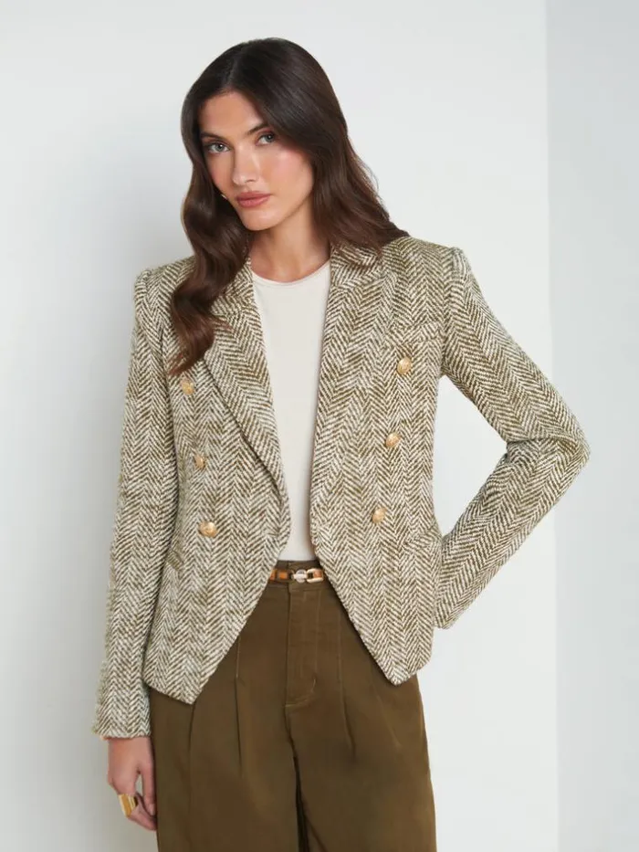 L039Agence Blazers and Jackets Women Marie Herringbone Blazer Armyecru Herringbone L039Agence Blazers and Jackets Women Marie Herringbone Blazer Armyecru Herringbone