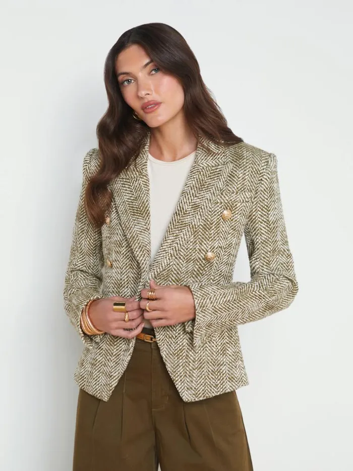 L039Agence Blazers and Jackets Women Marie Herringbone Blazer Armyecru Herringbone