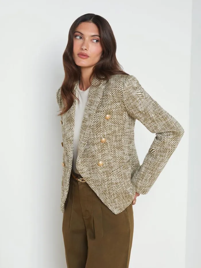 L039Agence Blazers and Jackets Women Marie Herringbone Blazer Armyecru Herringbone