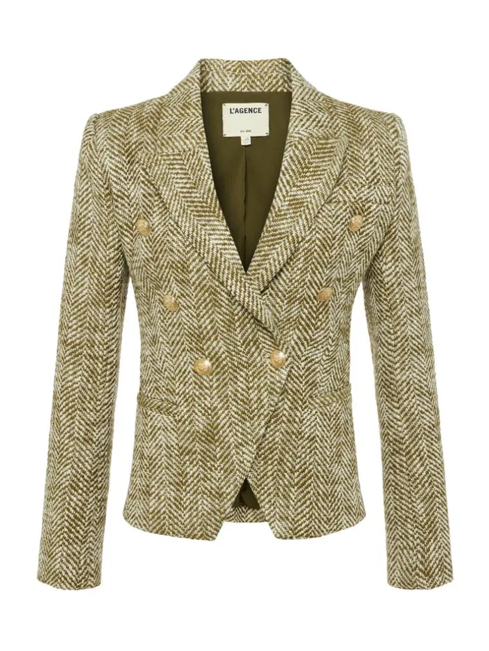 L039Agence Blazers and Jackets Women Marie Herringbone Blazer Armyecru Herringbone