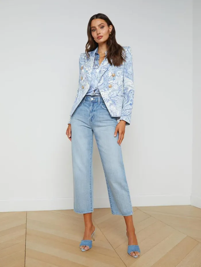 L039Agence Blazers and Jackets Women Marie SlimFit Blazer Ivoryblue Decorated Paisley