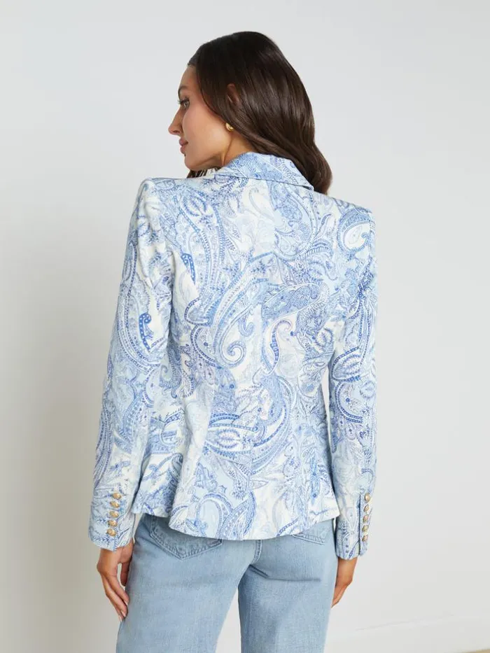 L039Agence Blazers and Jackets Women Marie SlimFit Blazer Ivoryblue Decorated Paisley