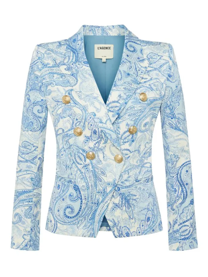L039Agence Blazers and Jackets Women Marie SlimFit Blazer Ivoryblue Decorated Paisley