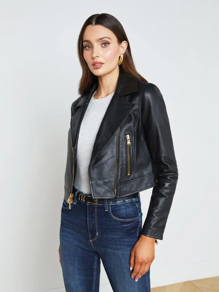 L039Agence Blazers and Jackets Women Onna Leather Jacket Black