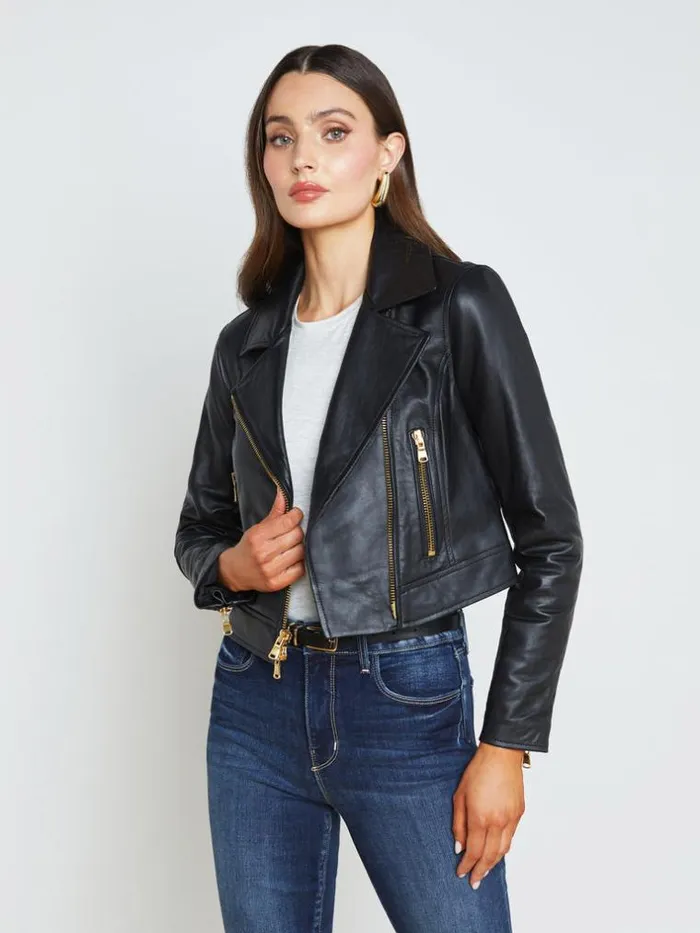 L039Agence Blazers and Jackets Women Onna Leather Jacket Black