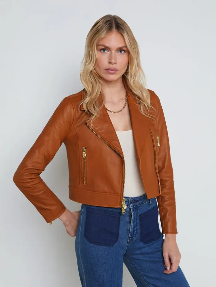 L039Agence Blazers and Jackets Women Onna Leather Jacket Umber