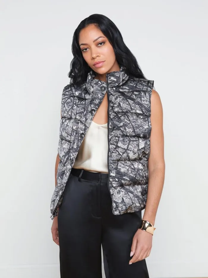 L039Agence Blazers and Jackets Women Rae Puffer Vest Blackecru Map Of Paris