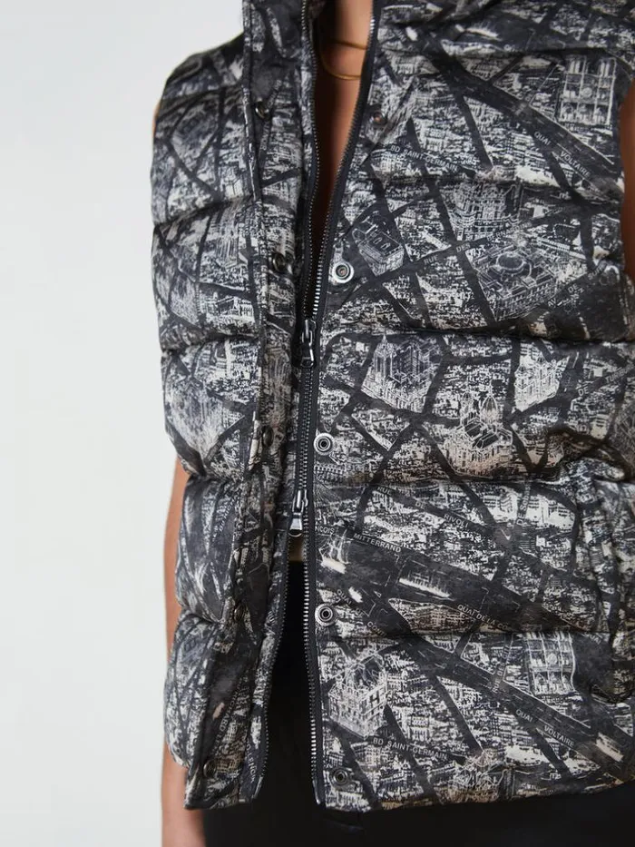 L039Agence Blazers and Jackets Women Rae Puffer Vest Blackecru Map Of Paris