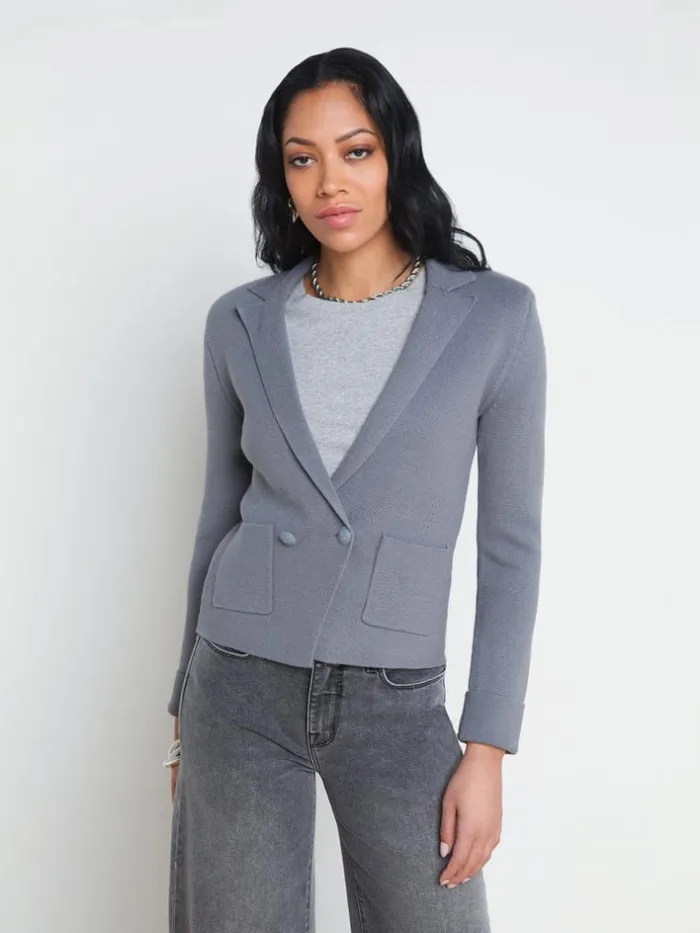 L039Agence Blazers and Jackets Women Sofia Knit Blazer Shadow Grey