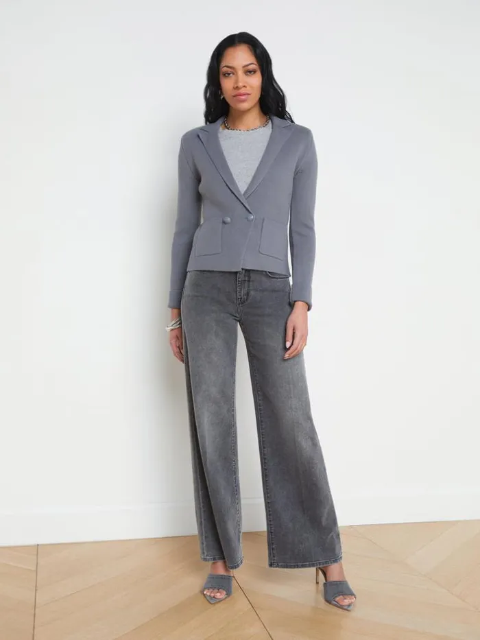 L039Agence Blazers and Jackets Women Sofia Knit Blazer Shadow Grey