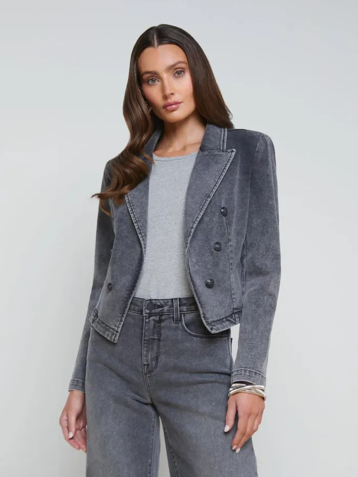 L039Agence Blazers and Jackets Women Wayne Denim Blazer Magnesite