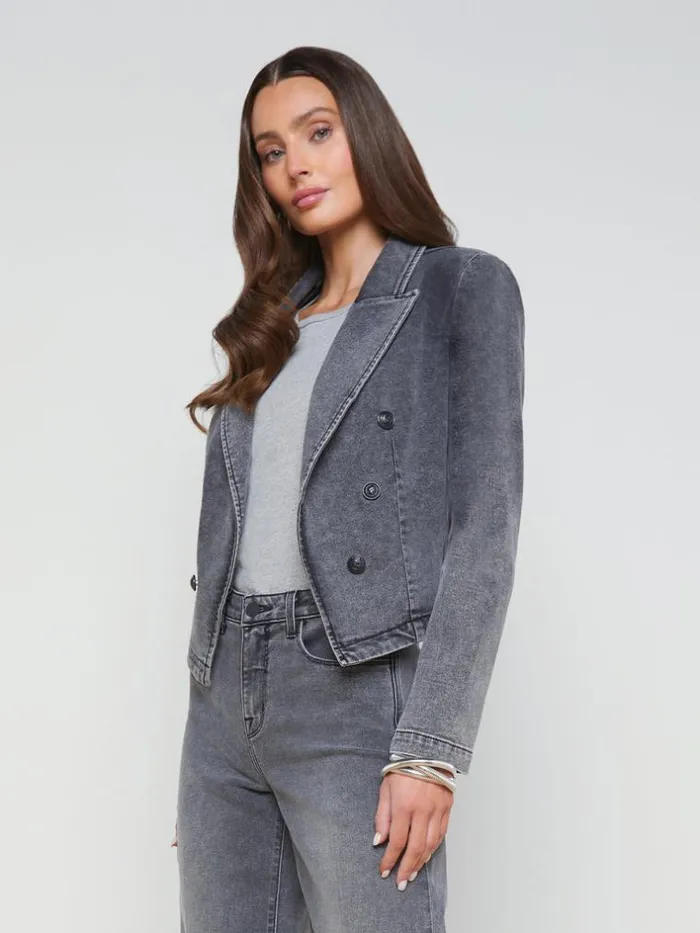 L039Agence Blazers and Jackets Women Wayne Denim Blazer Magnesite