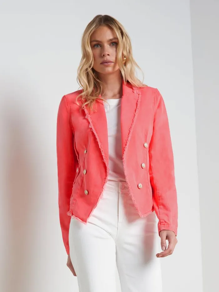 L039Agence Blazers and Jackets Women Wayne Denim Blazer Soft Neon Coral