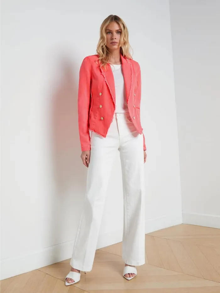 L039Agence Blazers and Jackets Women Wayne Denim Blazer Soft Neon Coral