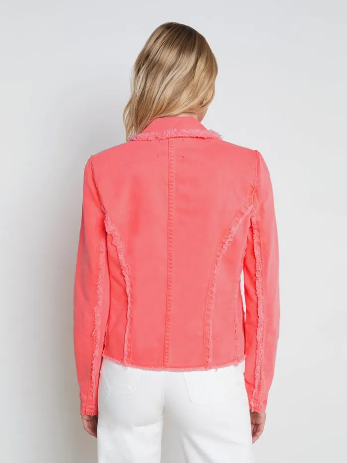 L039Agence Blazers and Jackets Women Wayne Denim Blazer Soft Neon Coral