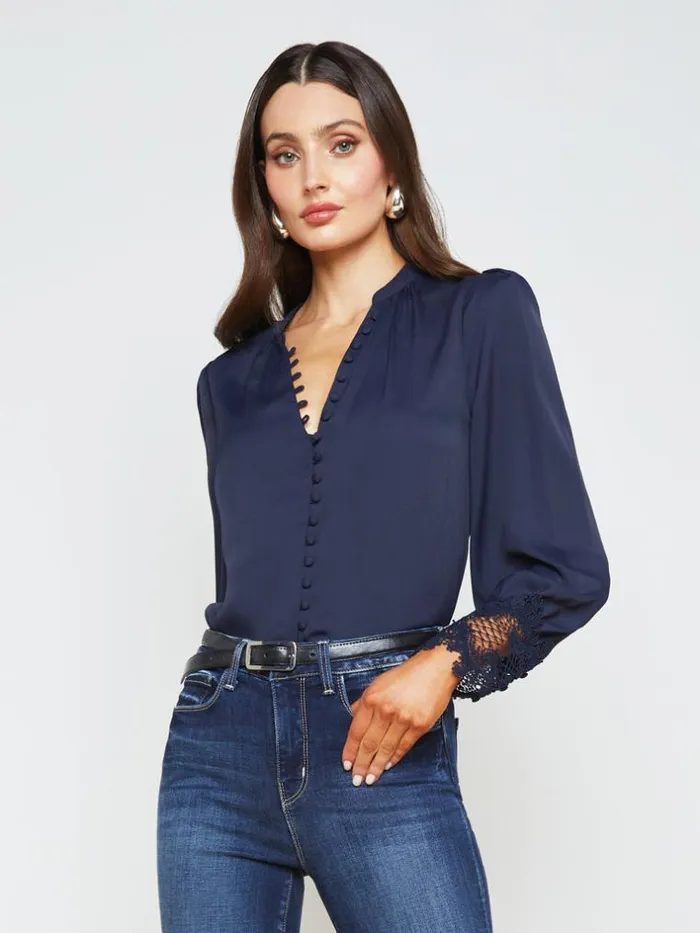 L039Agence Blouses and Tops Women Ava Blouse Midnight
