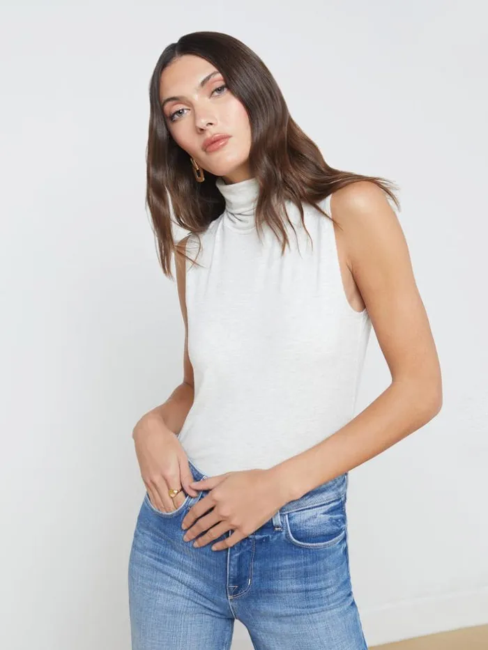 L039Agence Blouses and Tops Women Ceci Sleeveless Turtleneck Light Ash Grey