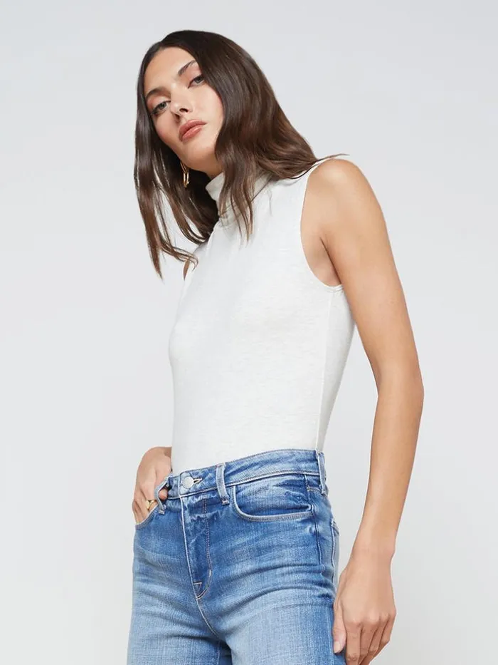 L039Agence Blouses and Tops Women Ceci Sleeveless Turtleneck Light Ash Grey