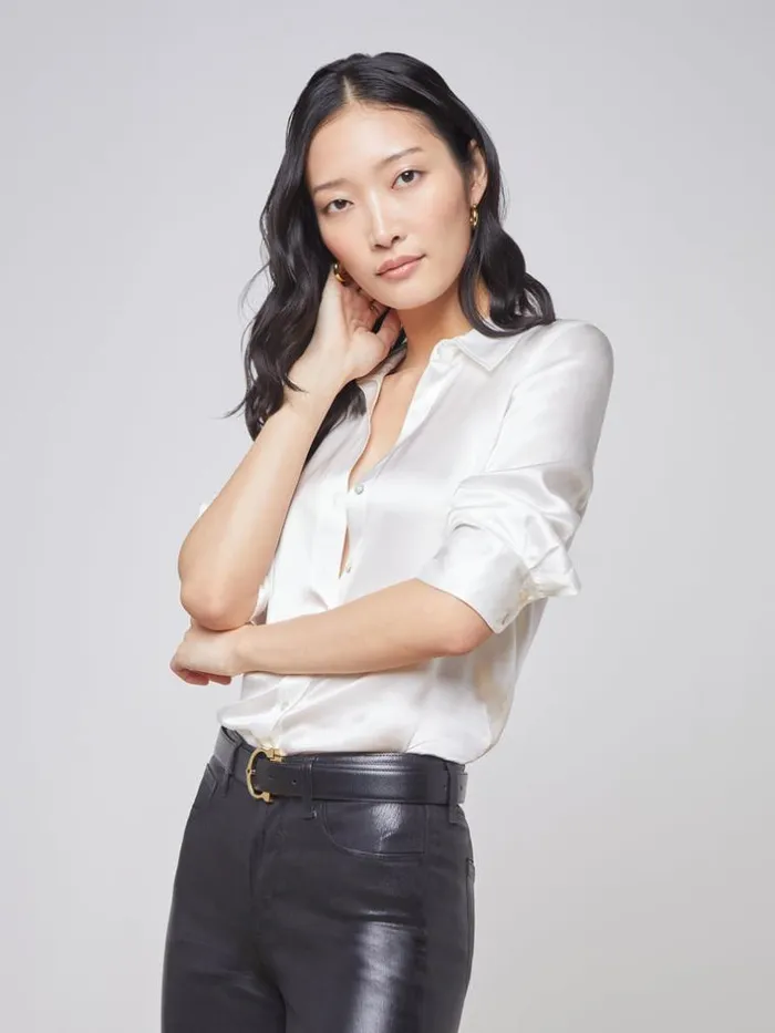 L039Agence Blouses and Tops Women Dani Silk Blouse Ivory